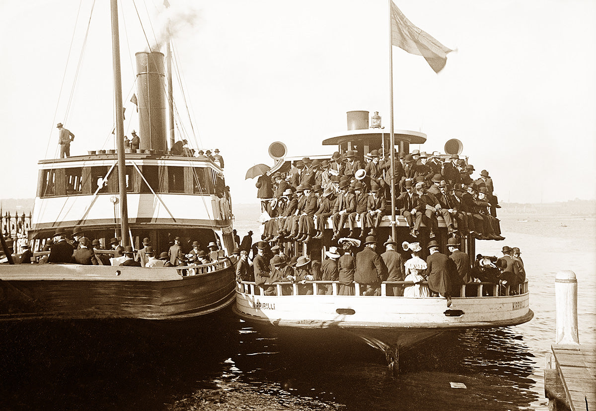 Crowded Kirribilli Ferry , Sydney NSW Australia c.1900