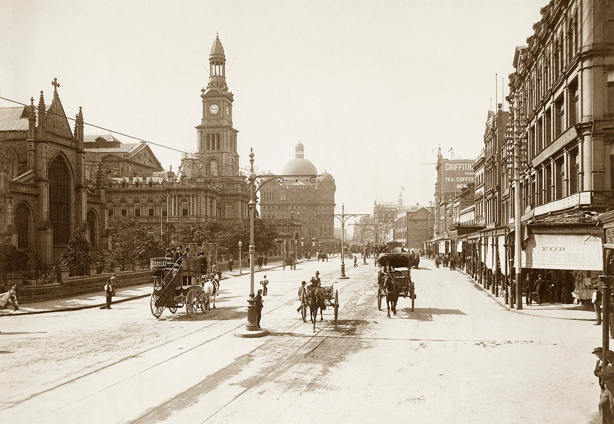 George Street At Town Hall, Sydney NSW Australia 1898 