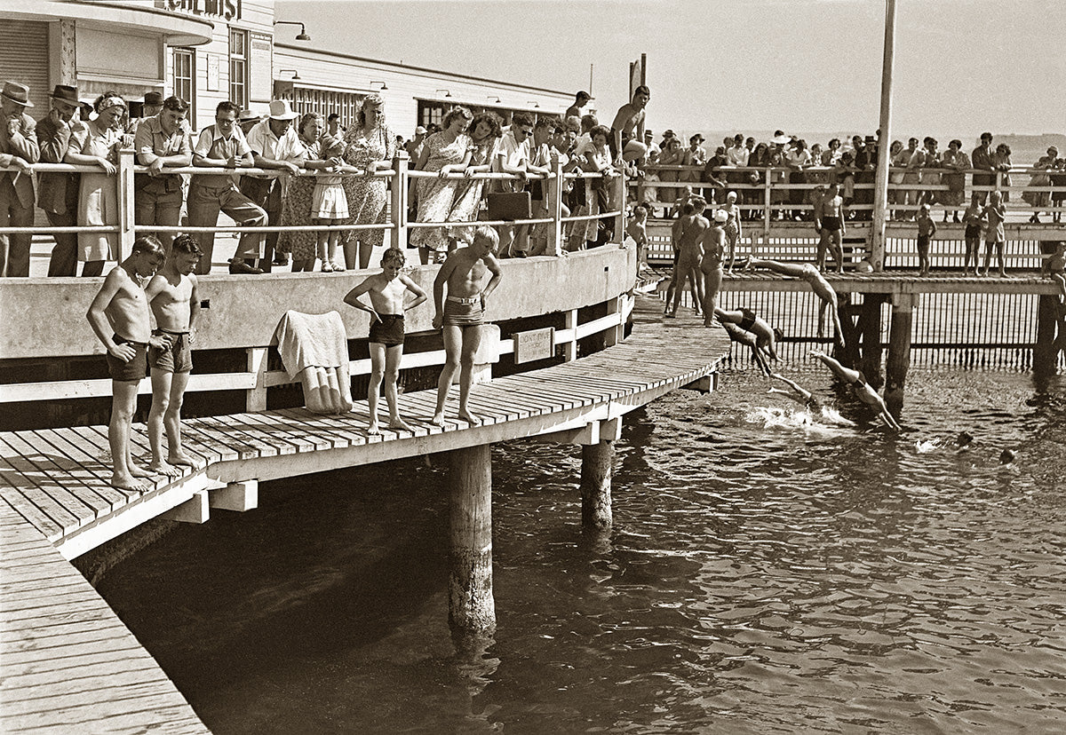 Kids Diving For Pennys Off The Ferry Wharf, Manly NSW Australia 1950s