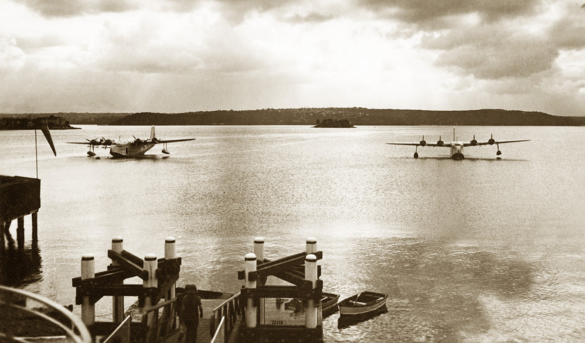 Short C Class "Empire" Flying Boats Moored At Rose Bay, Rose Bay NSW Australia 1940s