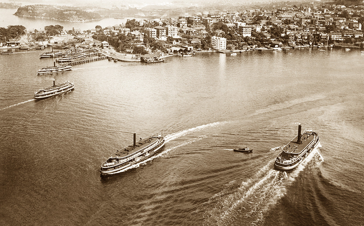 Ferries Last Day seen From The Bridge, Mc. Mahons Point NSW Australia 1932