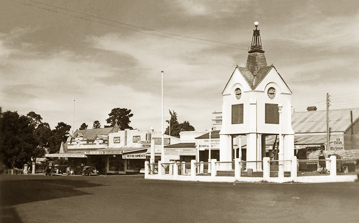 The Clock And Shops, Mittagong NSW Australia c.1938